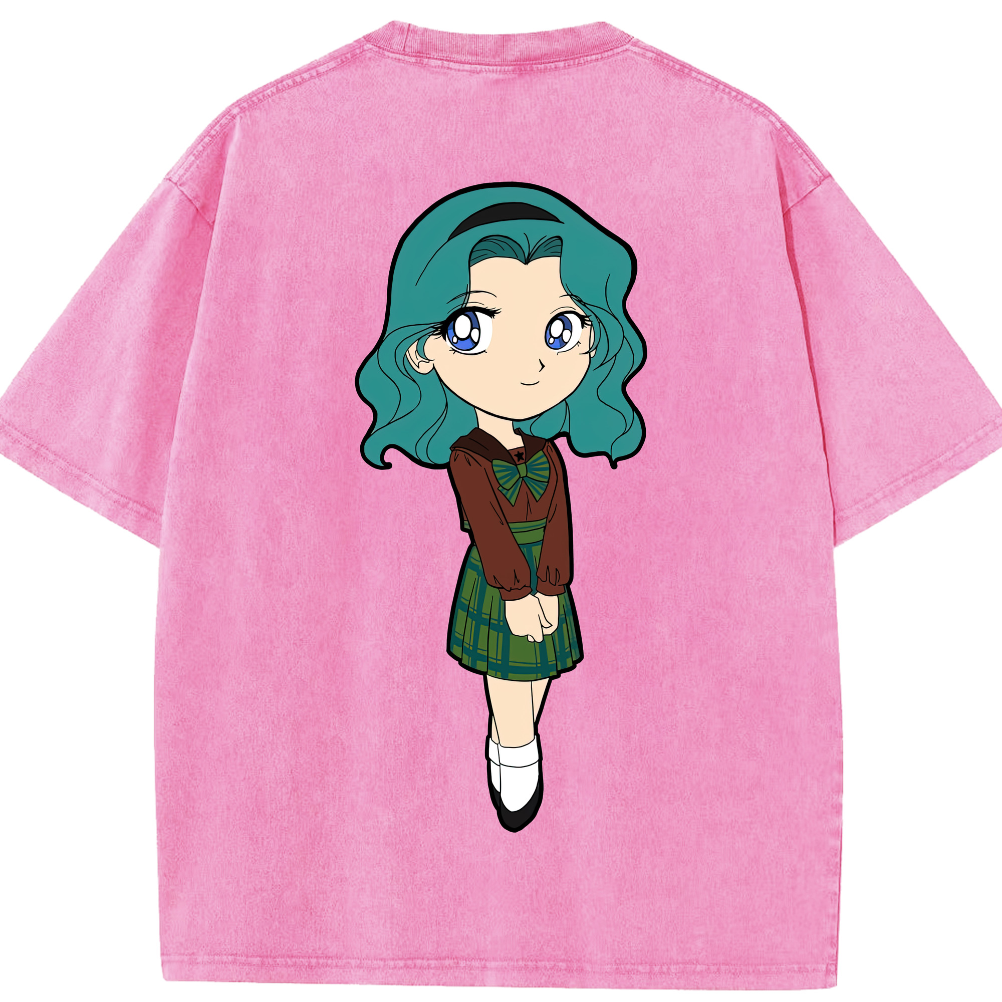 （画像用） 美少女戦士セーラームーン 海王 みちる（かいおう みちる） Sailor Moon Kaiou Michiru 綿100% ヴィンテージ風 半袖Tシャツ（背面プリント）